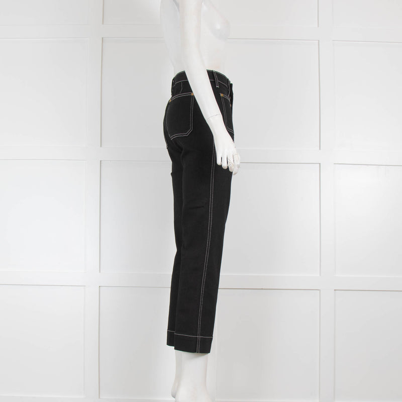 Khaite Raquel Black with White Stiching Jeans