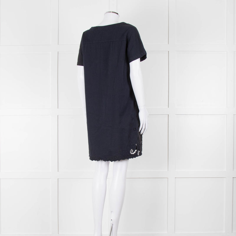 Stella McCartney Navy Cotton Blend Broidery Hem Dress