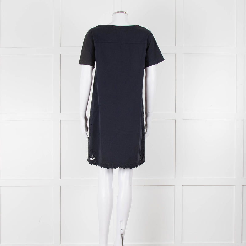 Stella McCartney Navy Cotton Blend Broidery Hem Dress