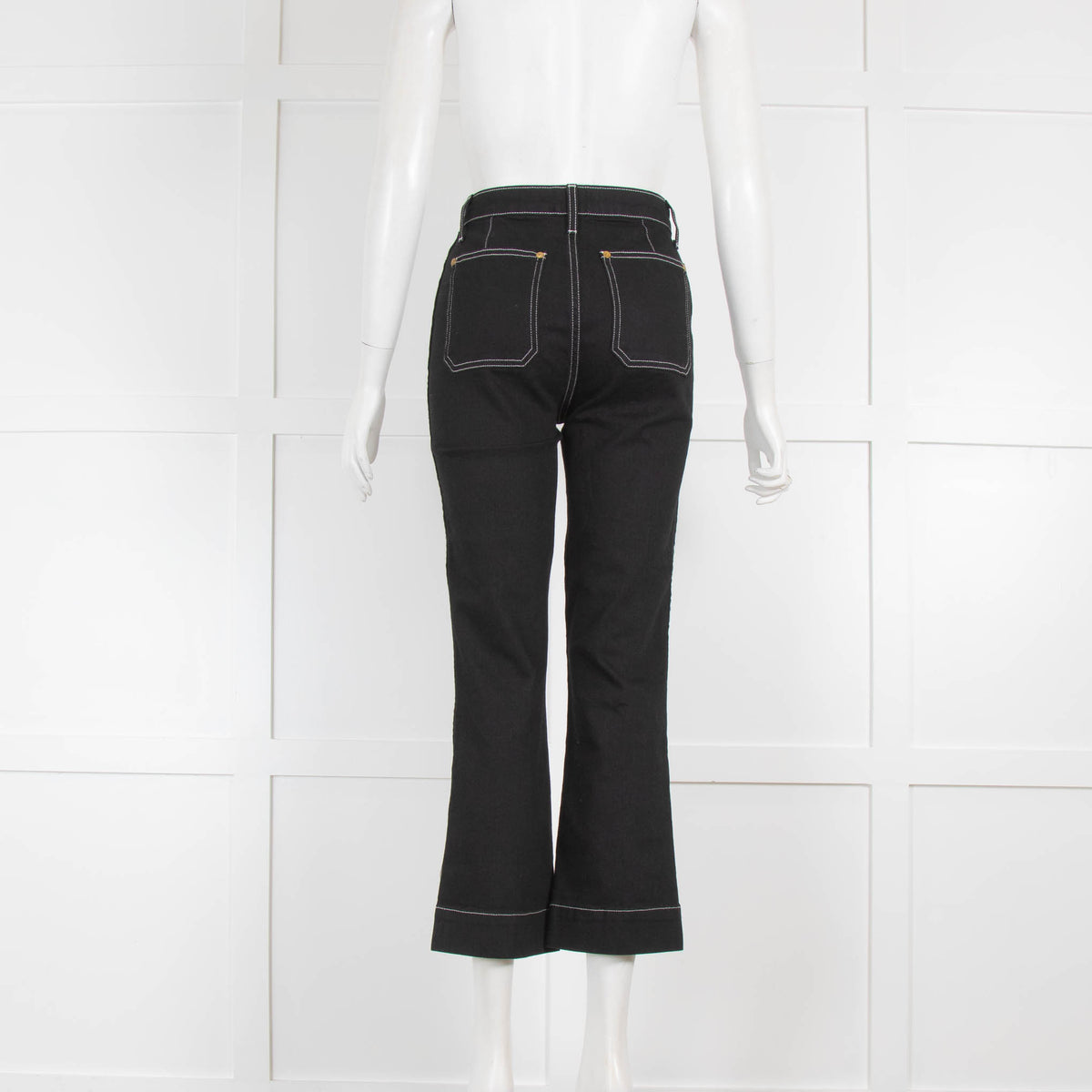 Khaite Raquel Black with White Stiching Jeans