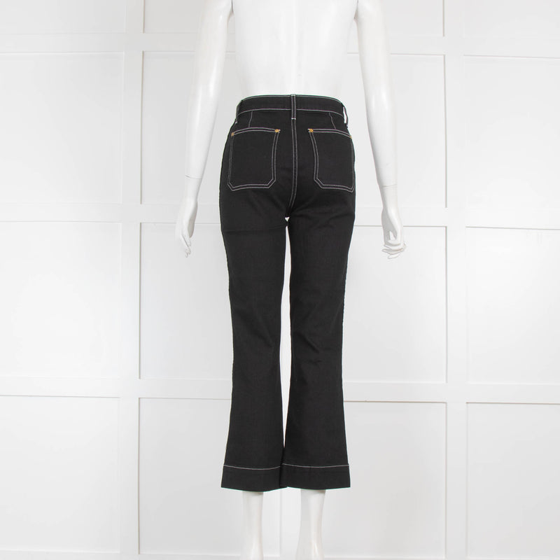 Khaite Raquel Black with White Stiching Jeans