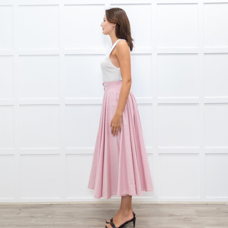 Jour/Ne Pink And White Stripe Circular Skirt