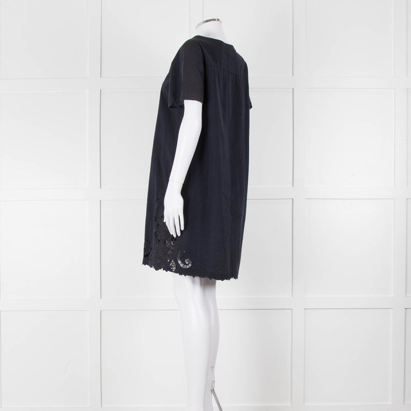 Stella McCartney Navy Cotton Blend Broidery Hem Dress