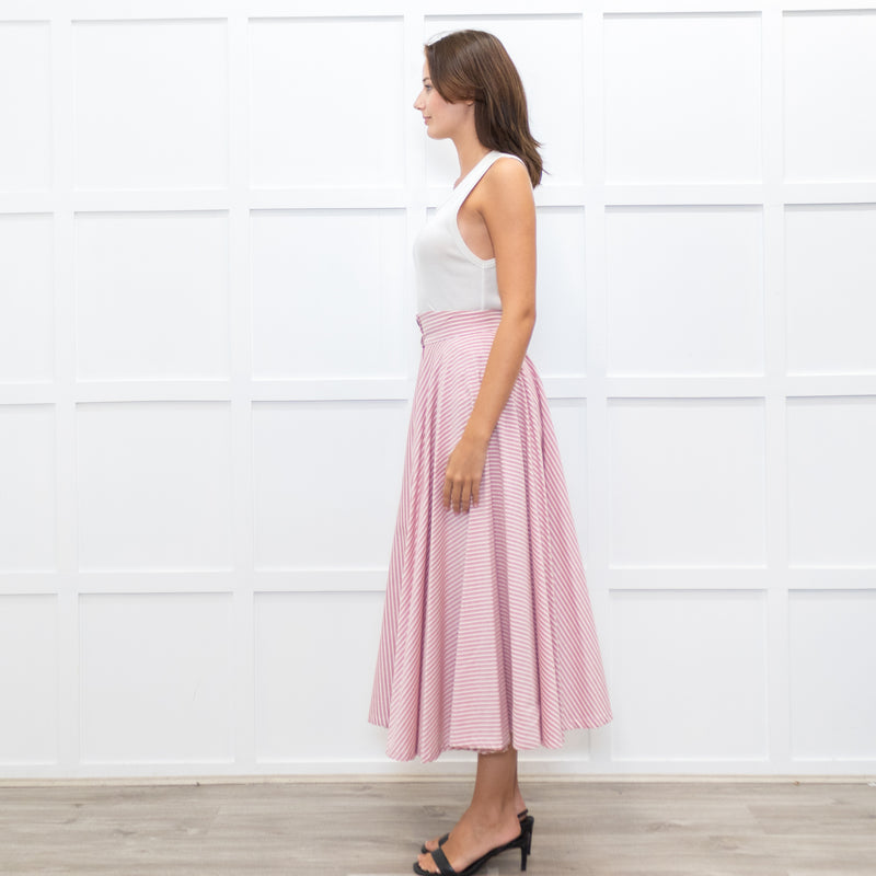 Jour/Ne Pink And White Stripe Circular Skirt