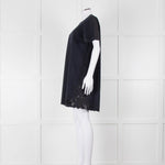 Stella McCartney Navy Cotton Blend Broidery Hem Dress