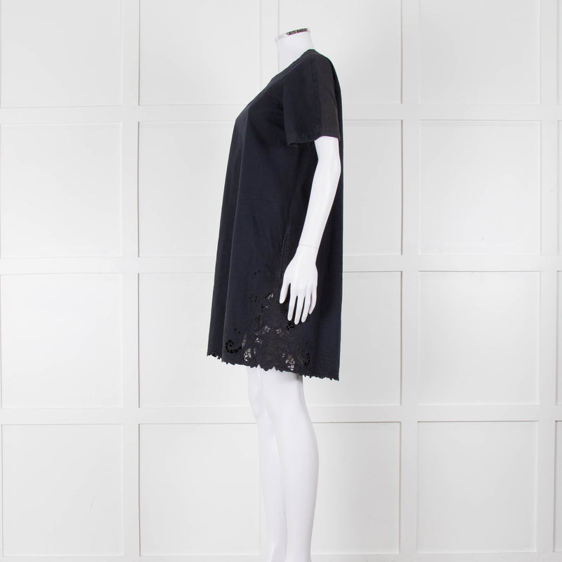 Stella McCartney Navy Cotton Blend Broidery Hem Dress