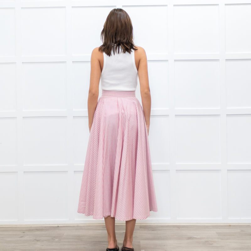 Jour/Ne Pink And White Stripe Circular Skirt