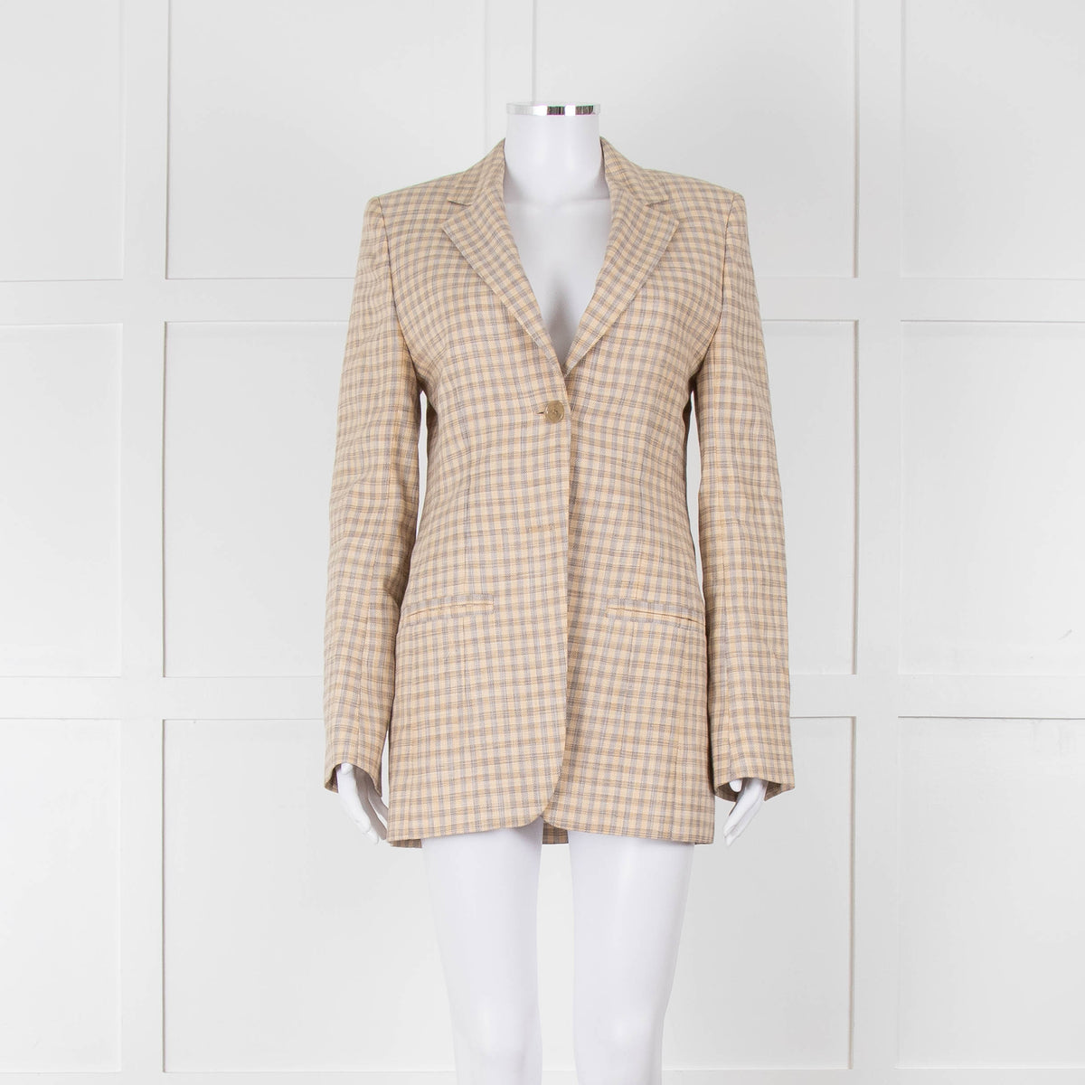 Acne Studio Yellow Grey Brown Check Single Breasted Jacket