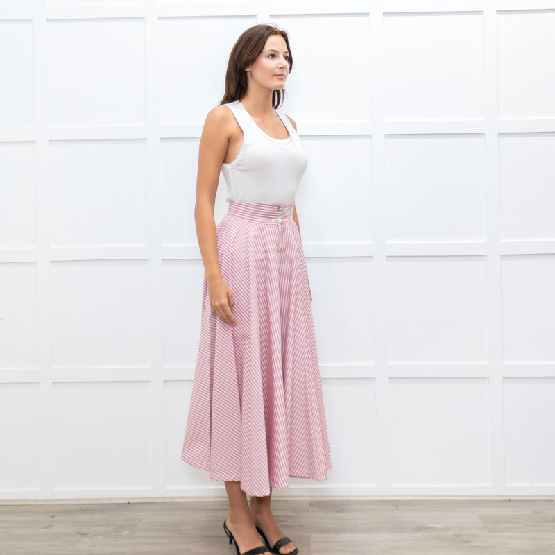Jour/Ne Pink And White Stripe Circular Skirt