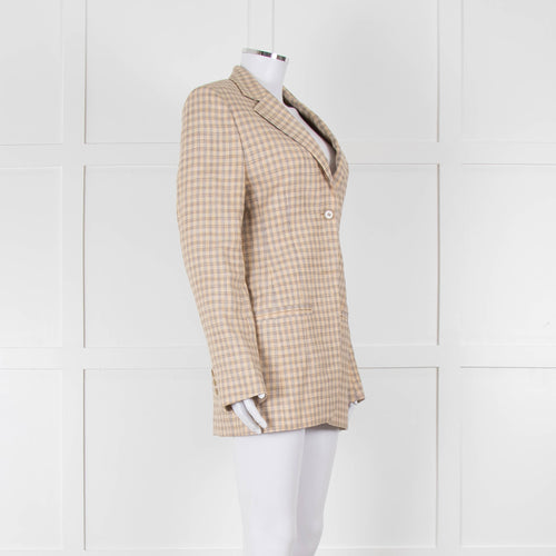 Acne Studio Yellow Grey Brown Check Single Breasted Jacket