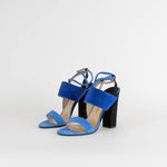 Paul Andrew Blue Suede Block Heeled Sandals