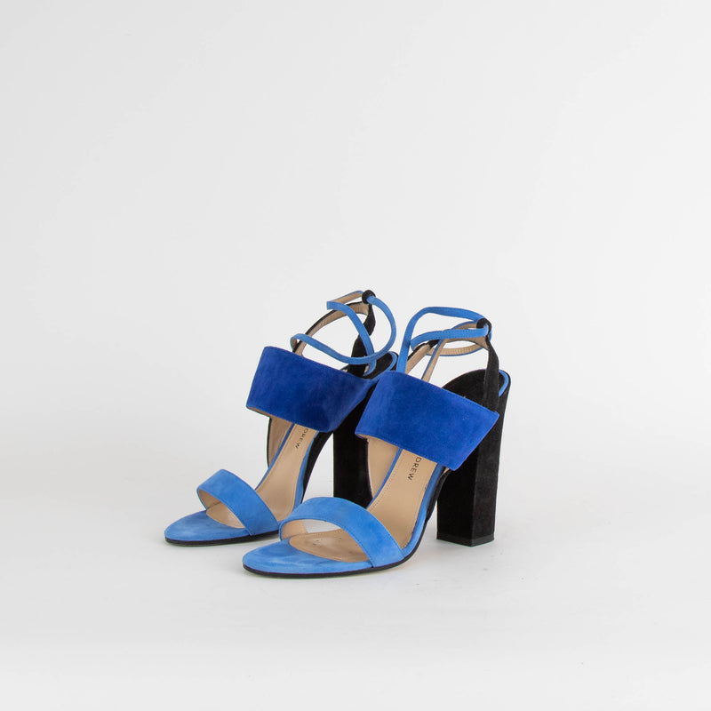 Paul Andrew Blue Suede Block Heeled Sandals