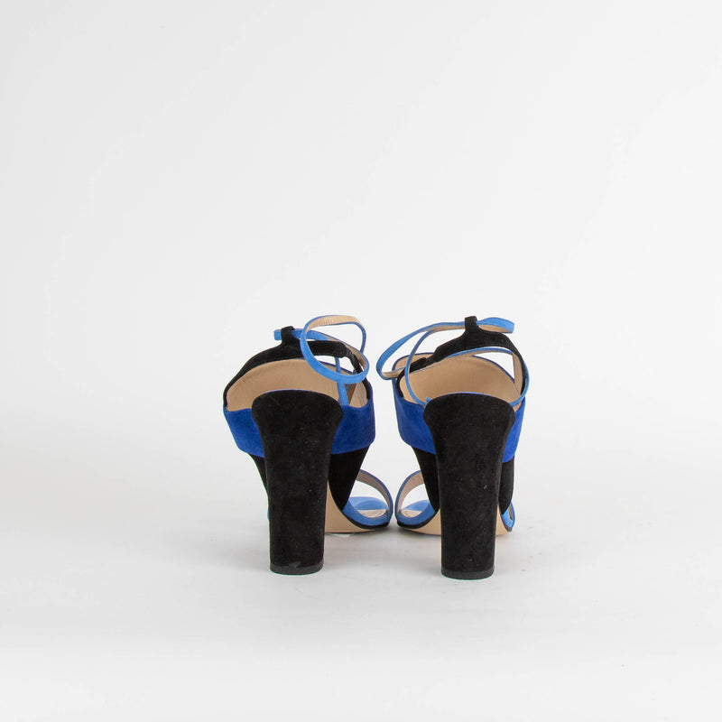 Paul Andrew Blue Suede Block Heeled Sandals