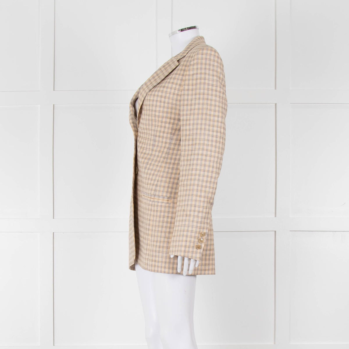 Acne Studio Yellow Grey Brown Check Single Breasted Jacket