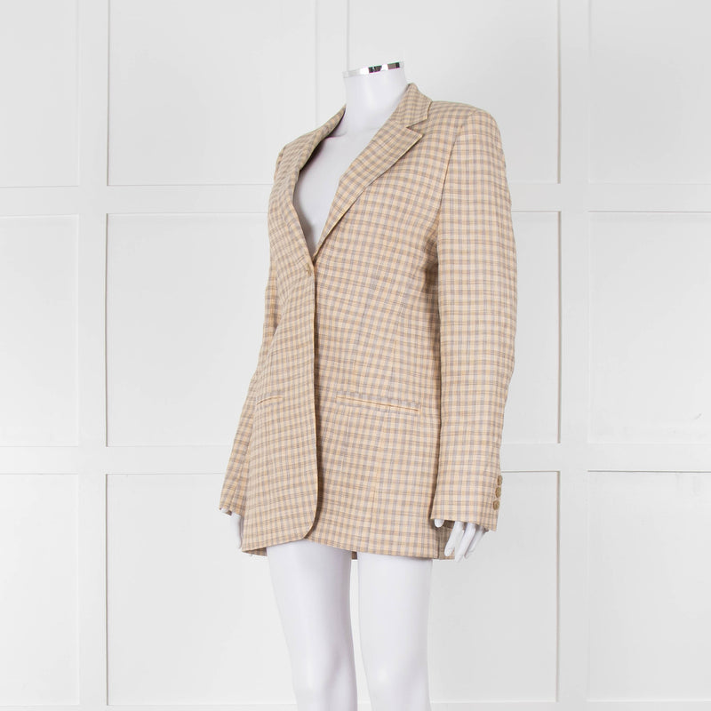 Acne Studio Yellow Grey Brown Check Single Breasted Jacket