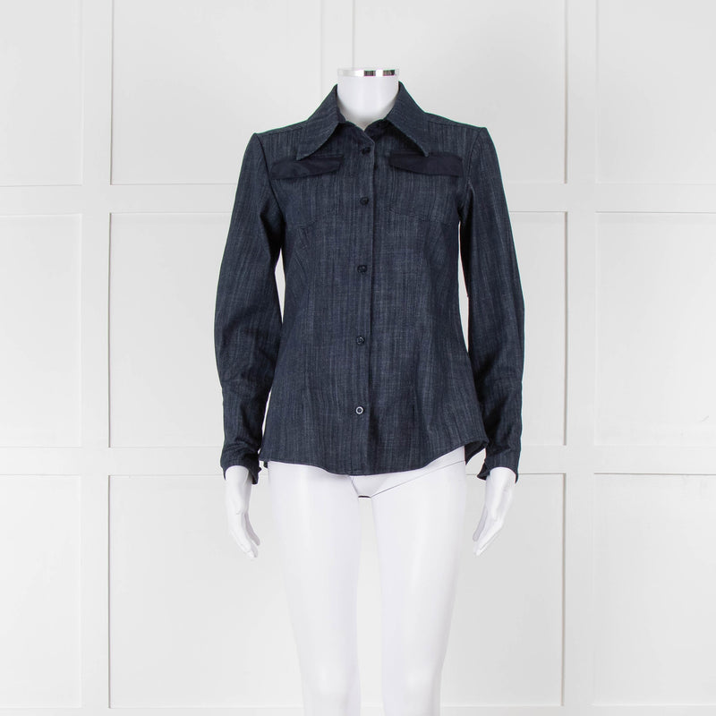 Pamela Milano Blue Denim Front Pocket Detail Shirt