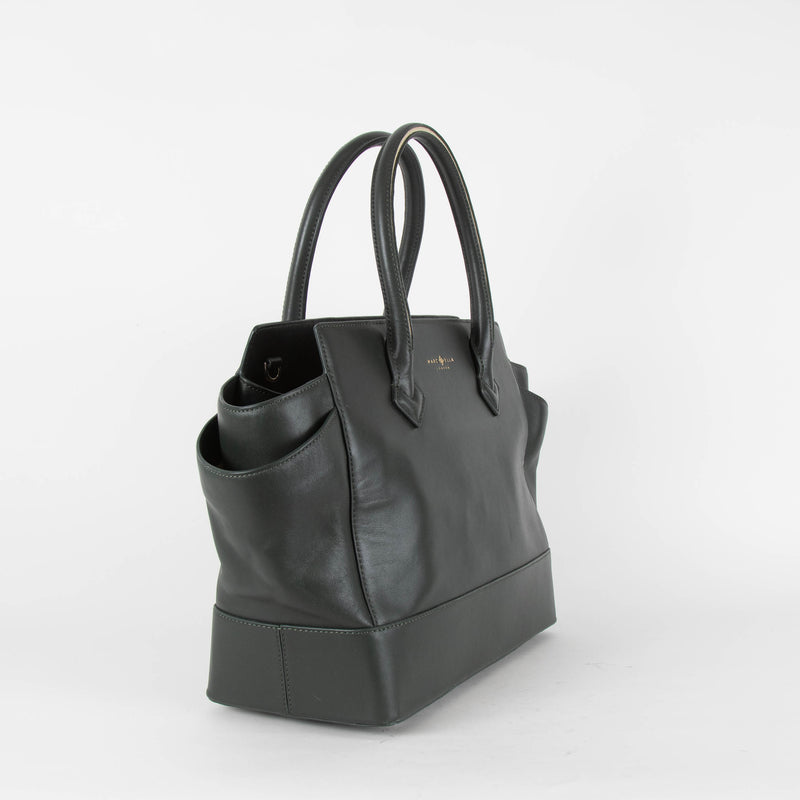 Marc Ella London Dark Green Sliver Trim Leather Shopper