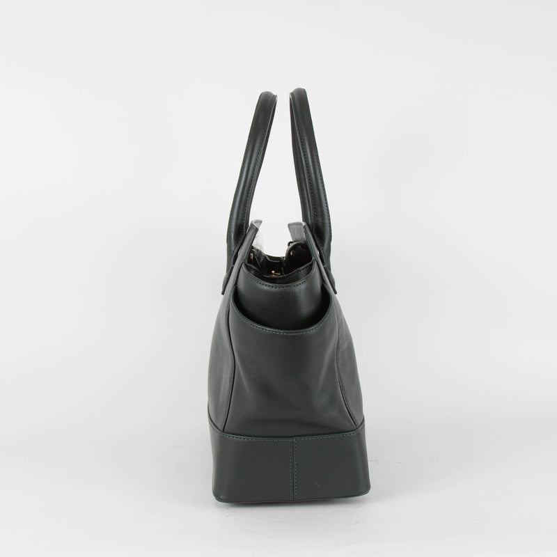 Marc Ella London Dark Green Sliver Trim Leather Shopper