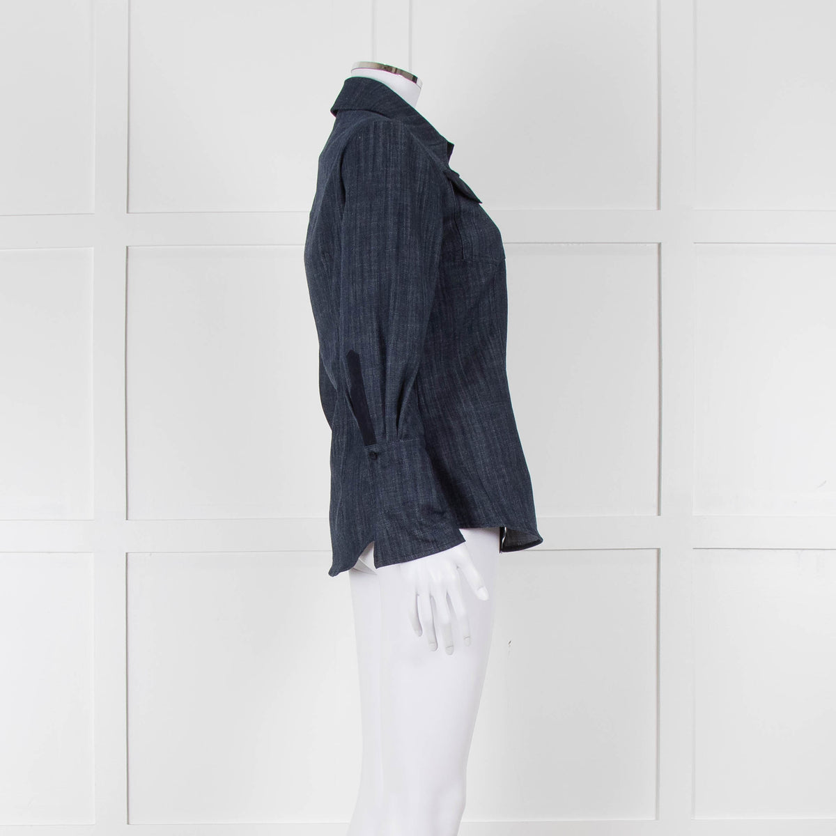 Pamela Milano Blue Denim Front Pocket Detail Shirt