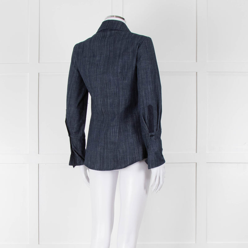 Pamela Milano Blue Denim Front Pocket Detail Shirt