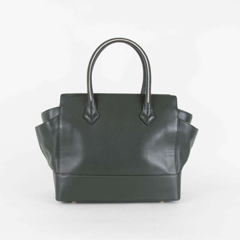 Marc Ella London Dark Green Sliver Trim Leather Shopper