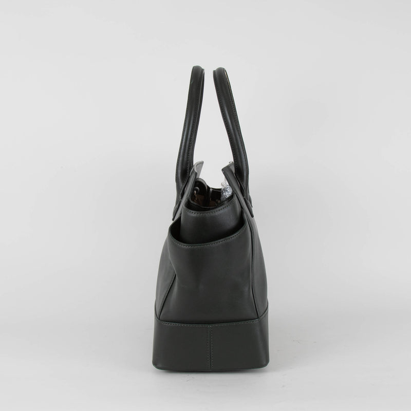 Marc Ella London Dark Green Sliver Trim Leather Shopper