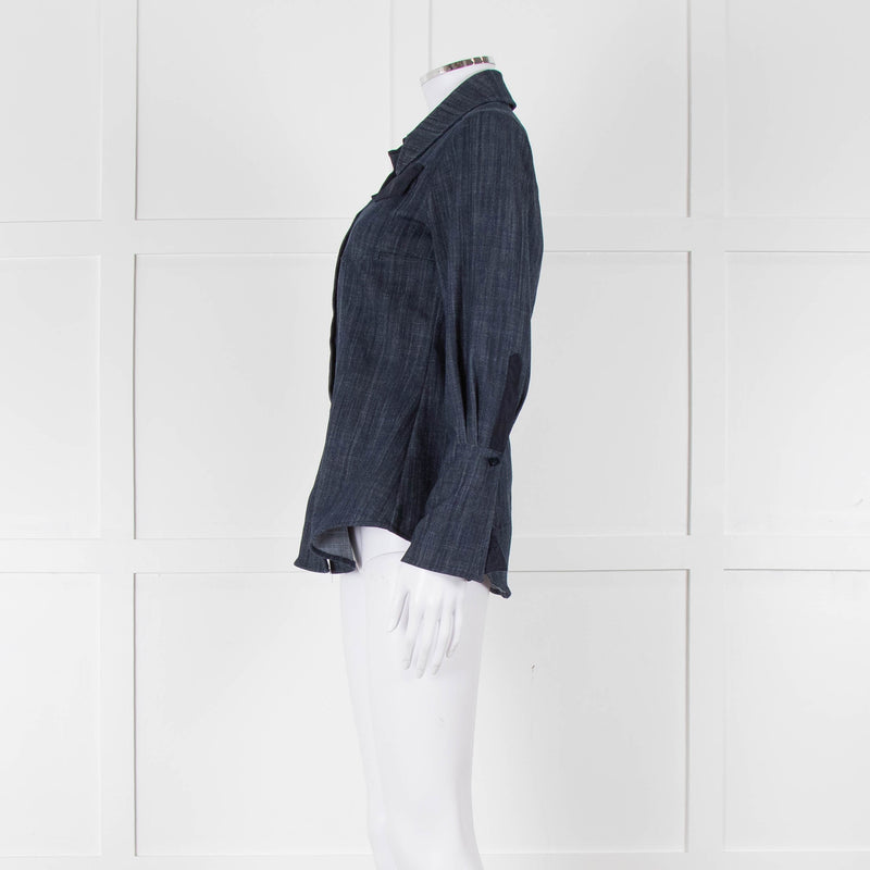 Pamela Milano Blue Denim Front Pocket Detail Shirt