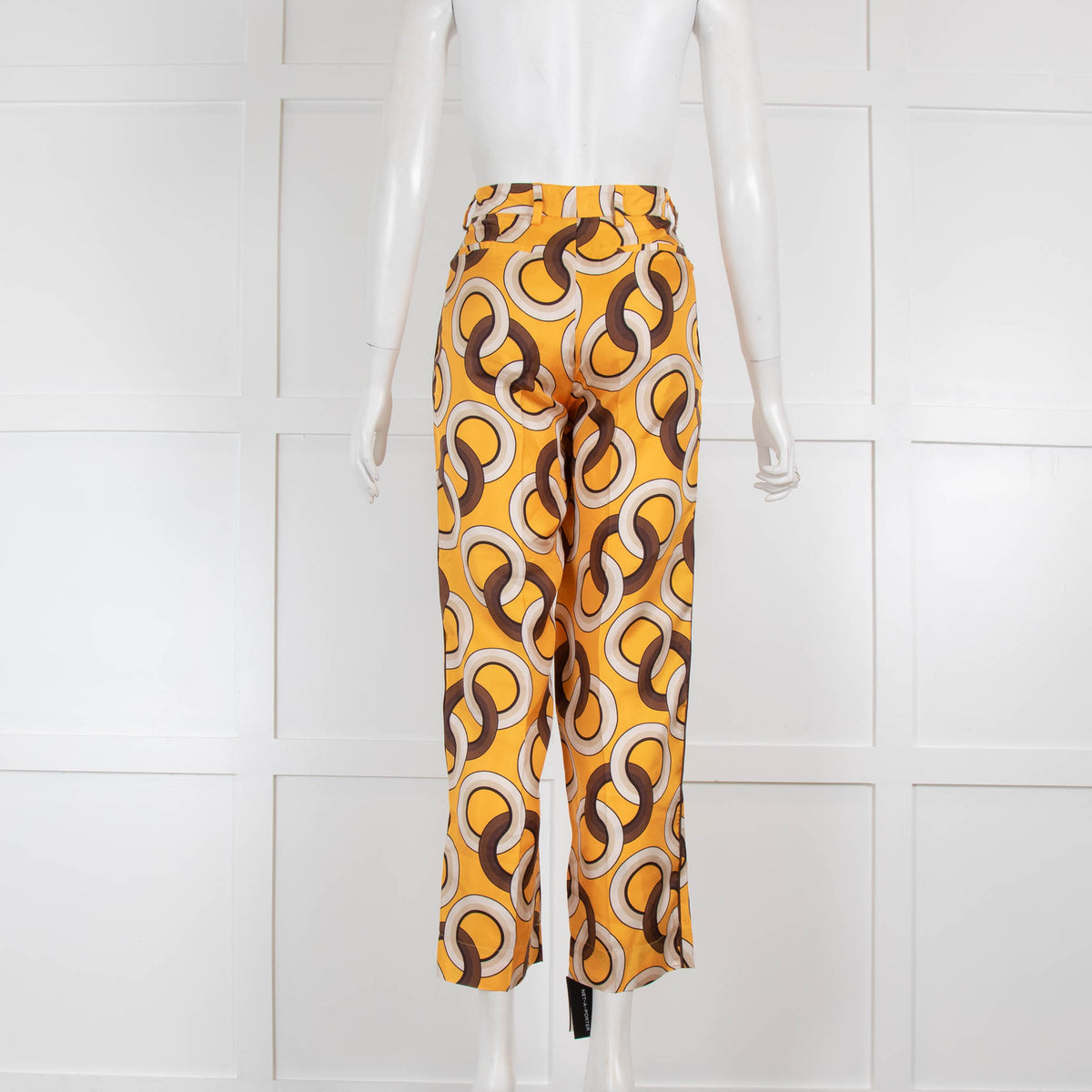 F.R.S. Orange Brown Circle Print Silk Trousers