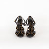 Gucci Black Velvet Gold Trim Platform Heeled Sandals