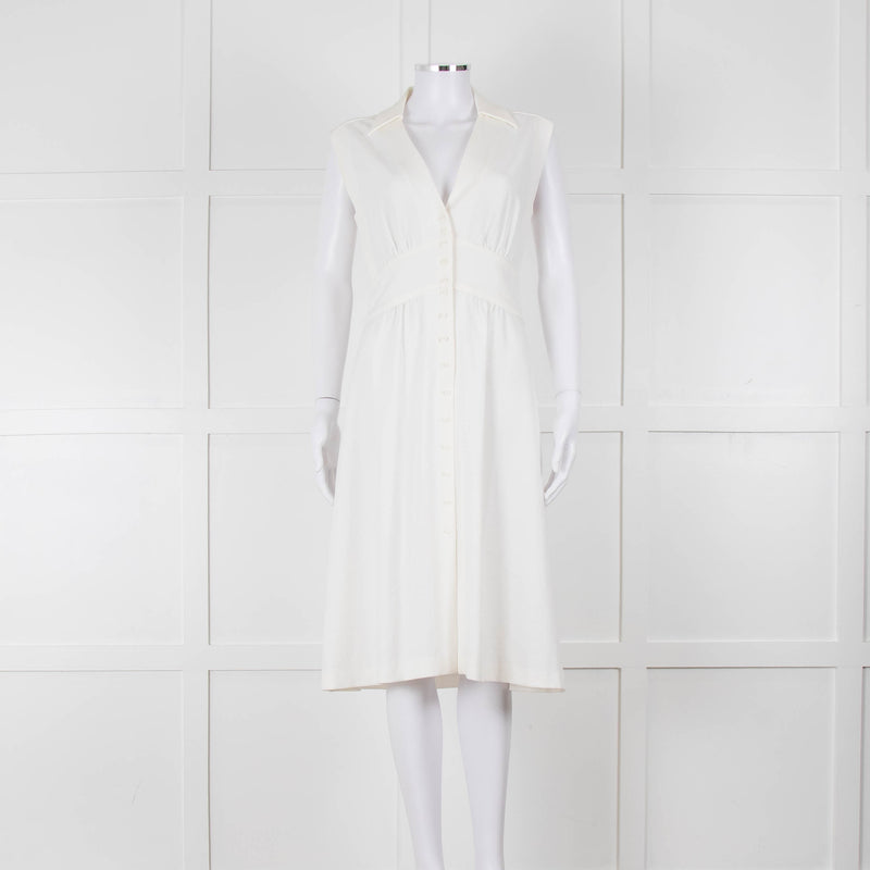 Ba & Sh Cream Buttoned Up Sleeveless Dress
