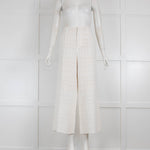Roland Mouret White Knit Wide Leg Trouser