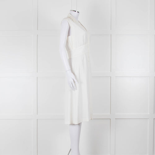 Ba & Sh Cream Buttoned Up Sleeveless Dress