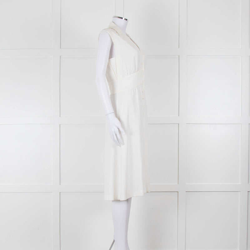 Ba & Sh Cream Buttoned Up Sleeveless Dress