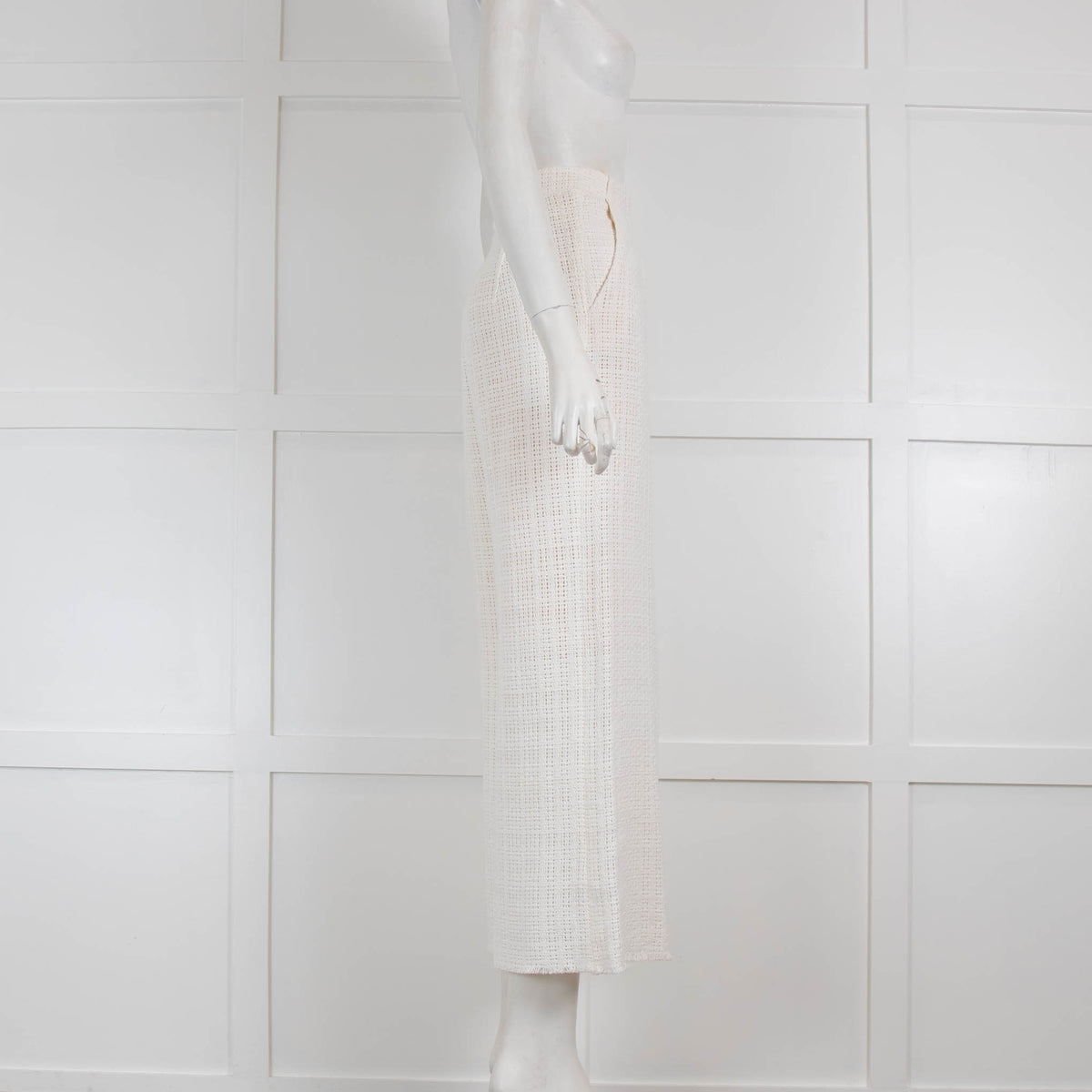 Roland Mouret White Knit Wide Leg Trouser