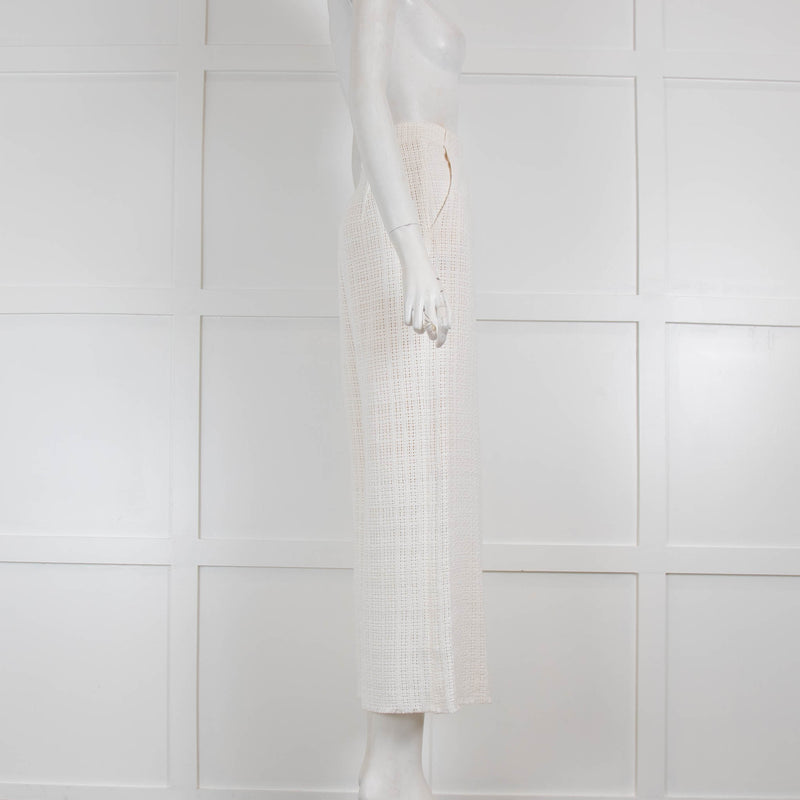 Roland Mouret White Knit Wide Leg Trouser