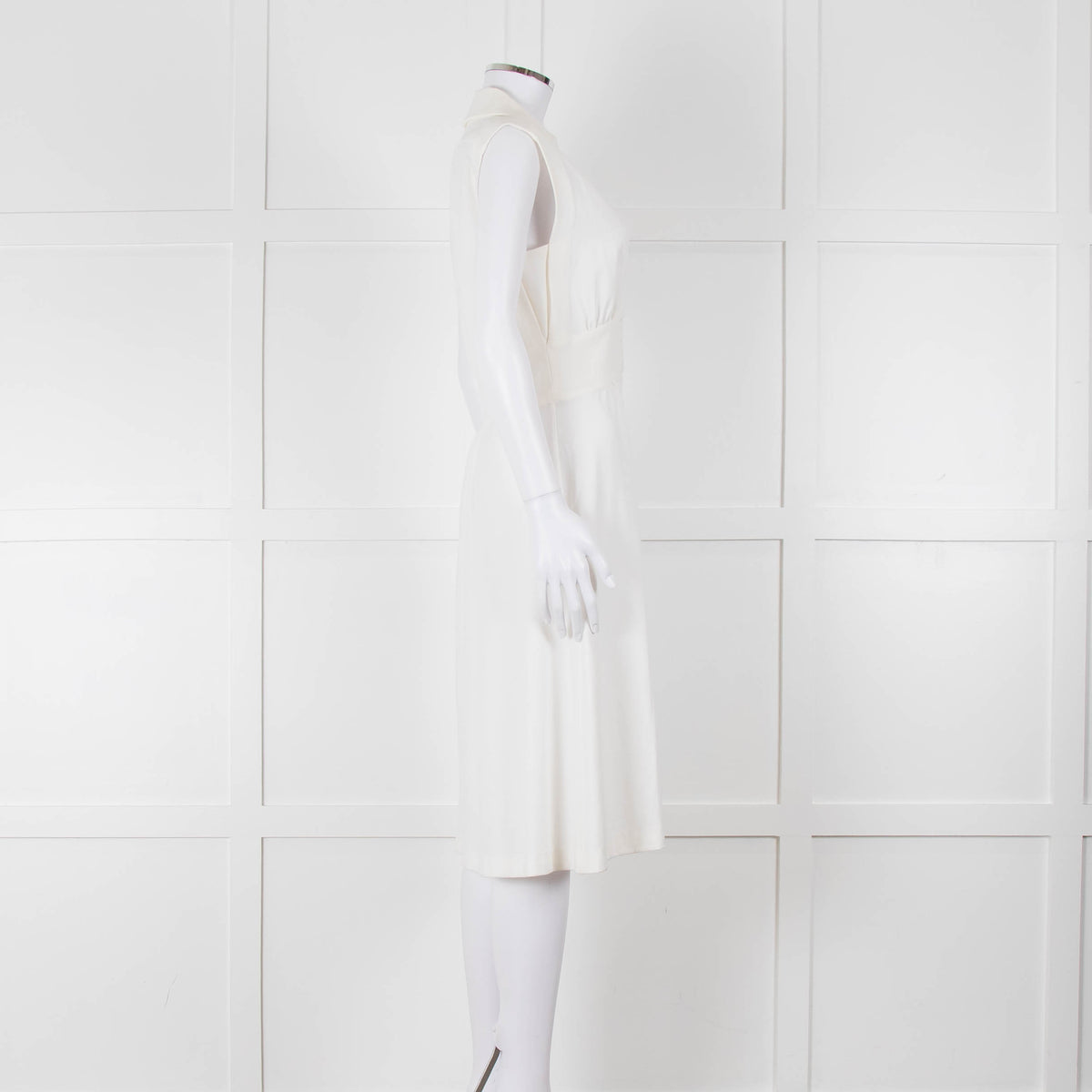 Ba & Sh Cream Buttoned Up Sleeveless Dress
