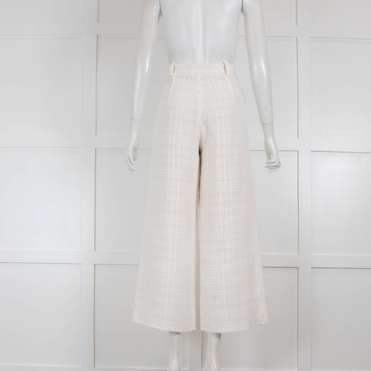 Roland Mouret White Knit Wide Leg Trouser