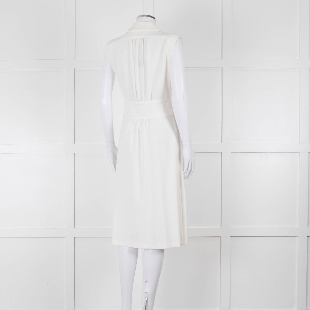 Ba & Sh Cream Buttoned Up Sleeveless Dress