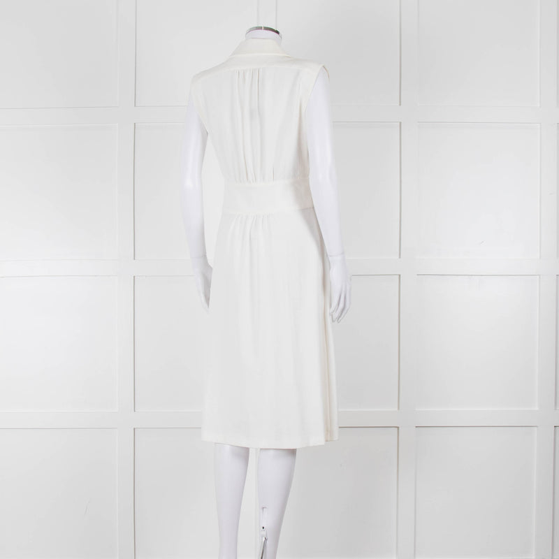 Ba & Sh Cream Buttoned Up Sleeveless Dress