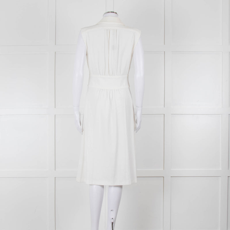 Ba & Sh Cream Buttoned Up Sleeveless Dress