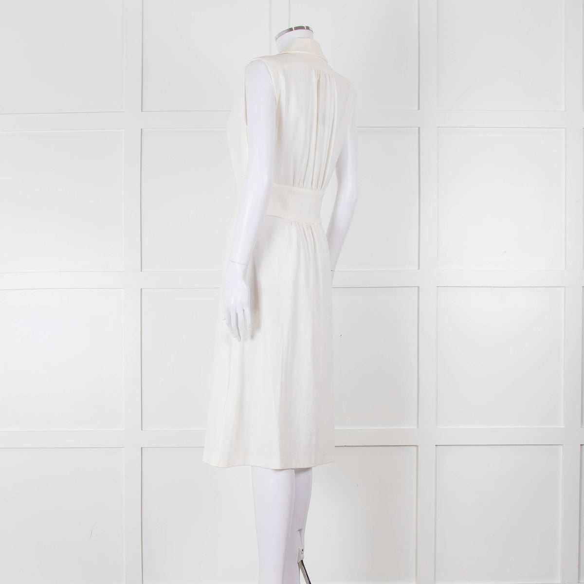 Ba & Sh Cream Buttoned Up Sleeveless Dress