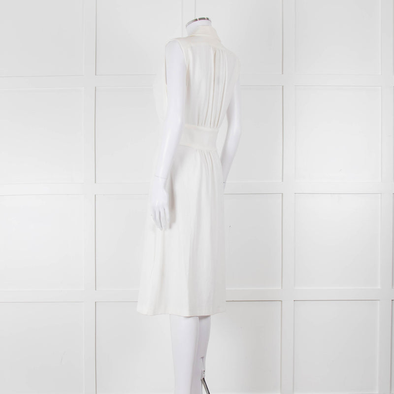 Ba & Sh Cream Buttoned Up Sleeveless Dress