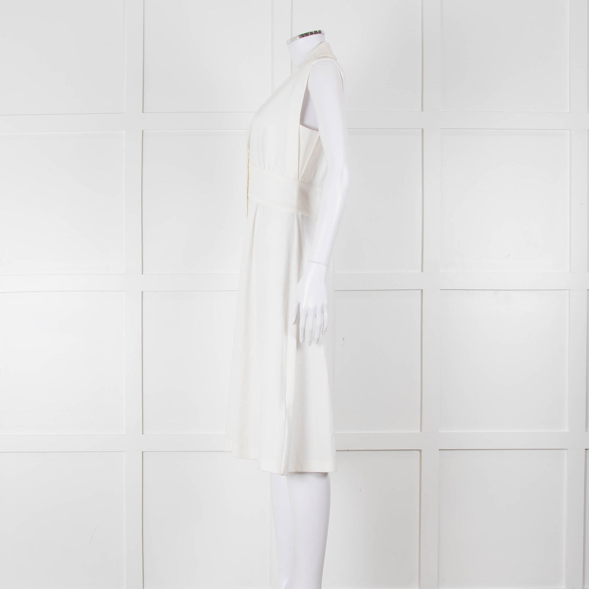 Ba & Sh Cream Buttoned Up Sleeveless Dress