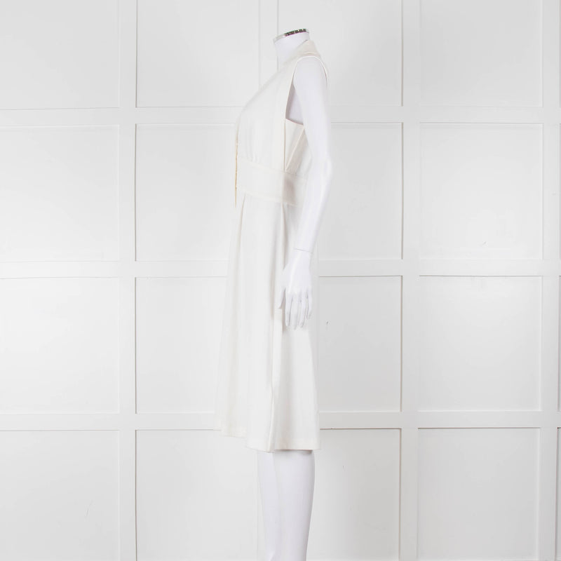 Ba & Sh Cream Buttoned Up Sleeveless Dress