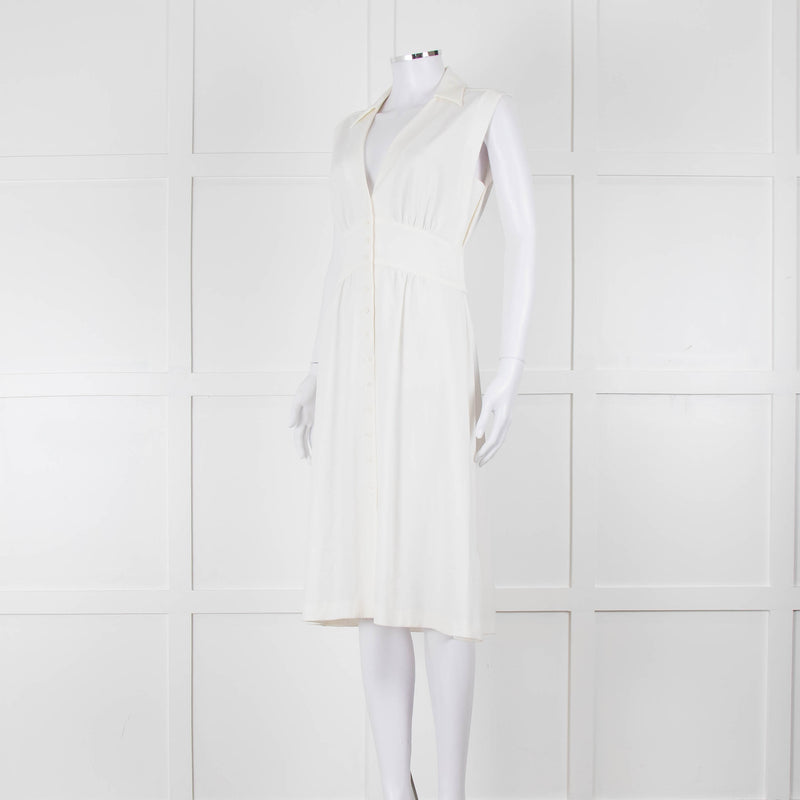 Ba & Sh Cream Buttoned Up Sleeveless Dress