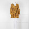 Ulla Johnson Mustard Yellow Floral Silk Long Sleeve Mini Dress