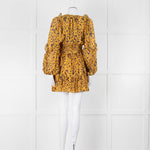 Ulla Johnson Mustard Yellow Floral Silk Long Sleeve Mini Dress
