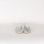 Mansur Gavriel White Lattice Leather Heeled Mules