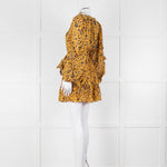 Ulla Johnson Mustard Yellow Floral Silk Long Sleeve Mini Dress