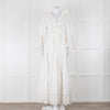 Self-Portrait White Cotton Embroidered Trim Peplum Maxi Dress